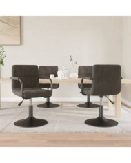 Chaises pivotantes à manger lot de 4 gris foncé velours | Mobilier & Déco
