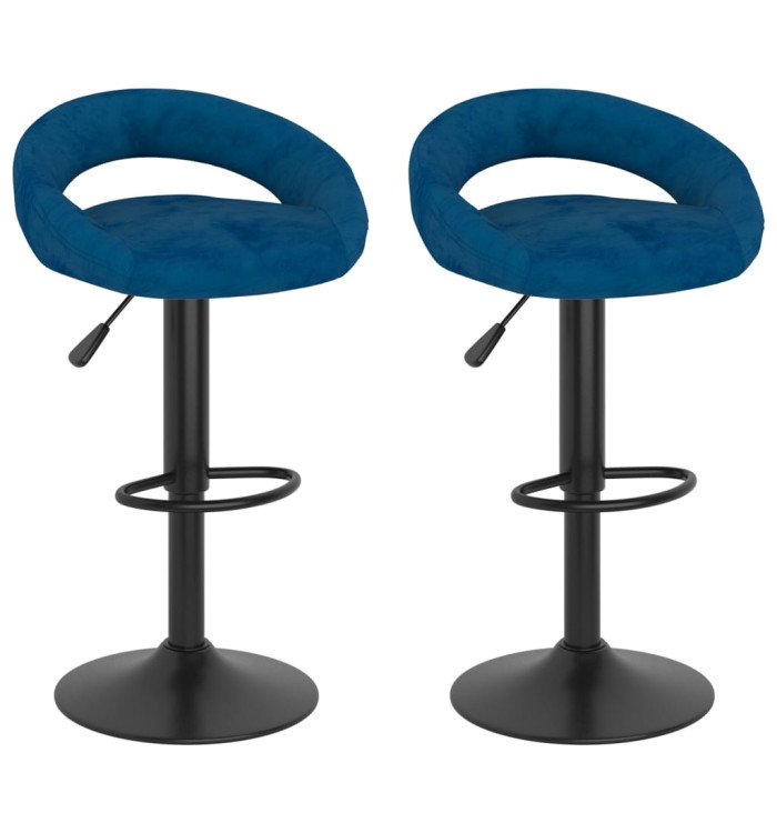 Tabourets de bar lot de 2 bleu velours | Mobilier & Déco