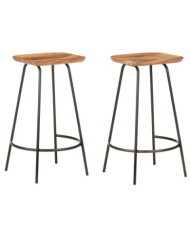 Tabourets de bar lot de 2 bois d'acacia solide | Mobilier & Déco