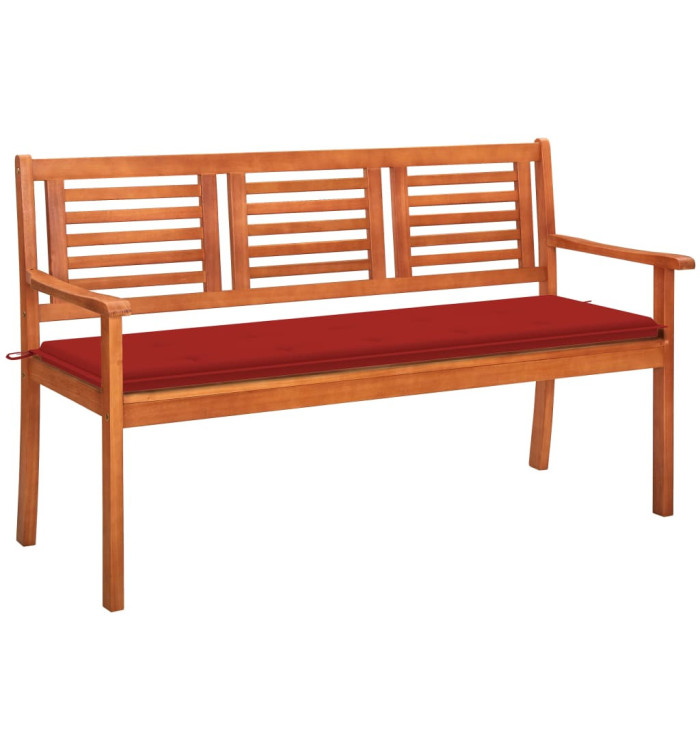 Banc de jardin 3 places avec coussin 150 cm Bois d'eucalyptus | Mobilier & Déco