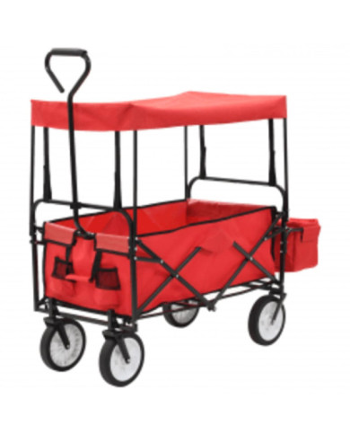 Chariot à main pliable avec toit Acier Rouge | Mobilier & Déco