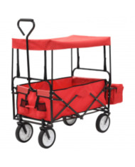 Chariot à main pliable avec toit Acier Rouge | Mobilier & Déco