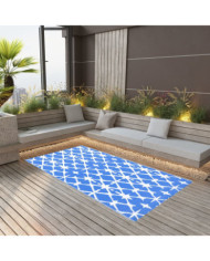 Tapis d'extérieur ARAKIL bleu et blanc 80x150 cm PP | Mobilier & Déco