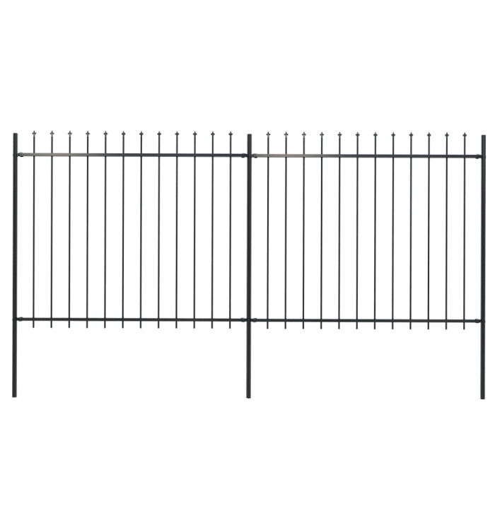 Clôture de jardin avec dessus en lance Acier 3,4 x 1,5 m Noir | Mobilier & Déco