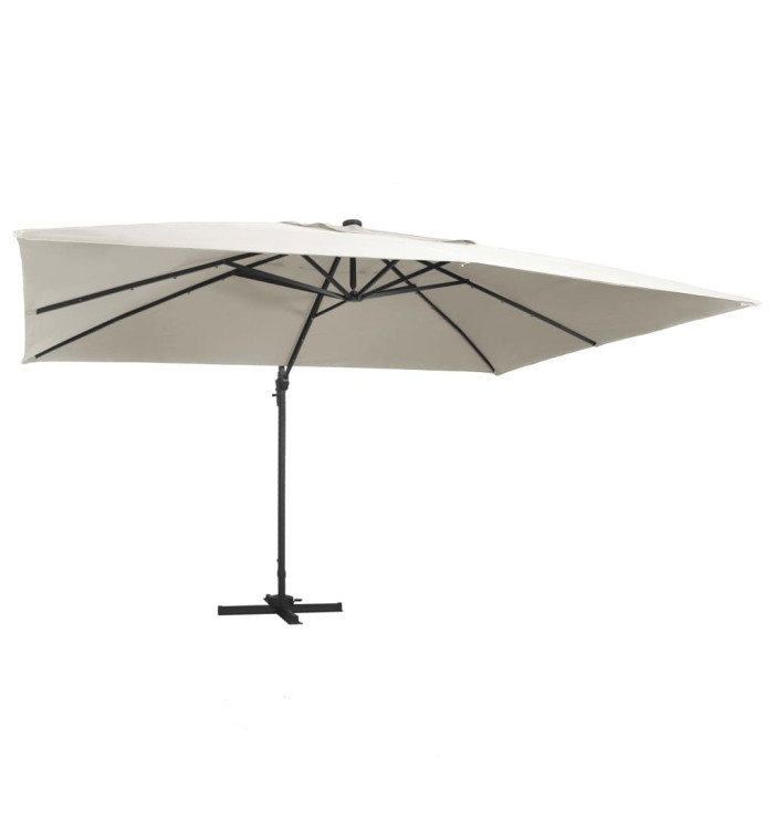 Parasol de jardin en porte-à-faux lumières LED mât en aluminium | Mobilier & Déco
