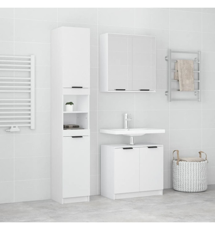 Ensemble d'armoires salle de bain 3 pcs blanc bois d'ingénierie | Mobilier & Déco