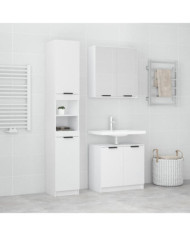 Ensemble d'armoires salle de bain 3 pcs blanc bois d'ingénierie | Mobilier & Déco