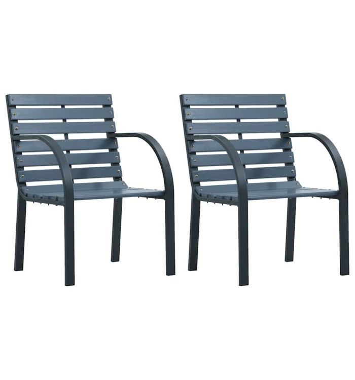 Chaises de jardin lot de 2 sapin massif acier enduit de poudre | Mobilier & Déco