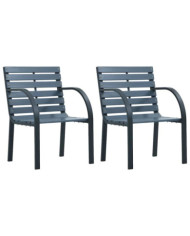 Chaises de jardin lot de 2 sapin massif acier enduit de poudre | Mobilier & Déco