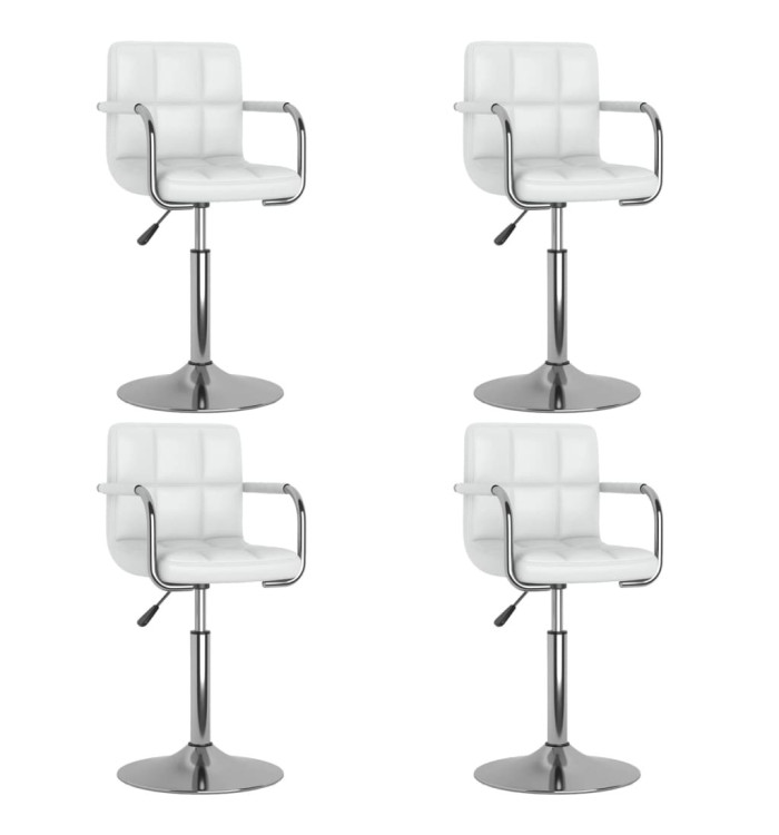 Chaises pivotantes à manger lot de 4 blanc similicuir | Mobilier & Déco