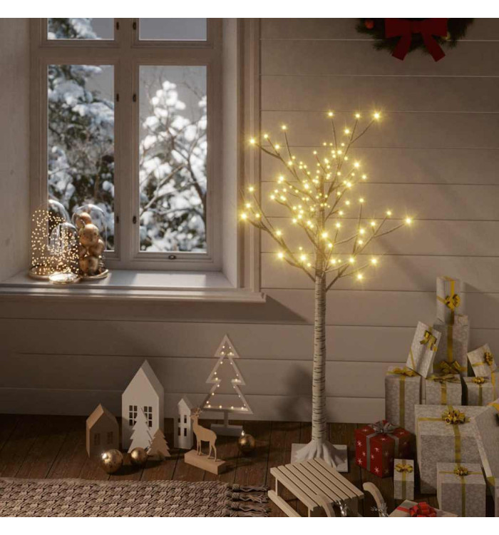 Sapin de Noël 128 LED blanc chaud Saule 1,2 m Int/Ext | Mobilier & Déco