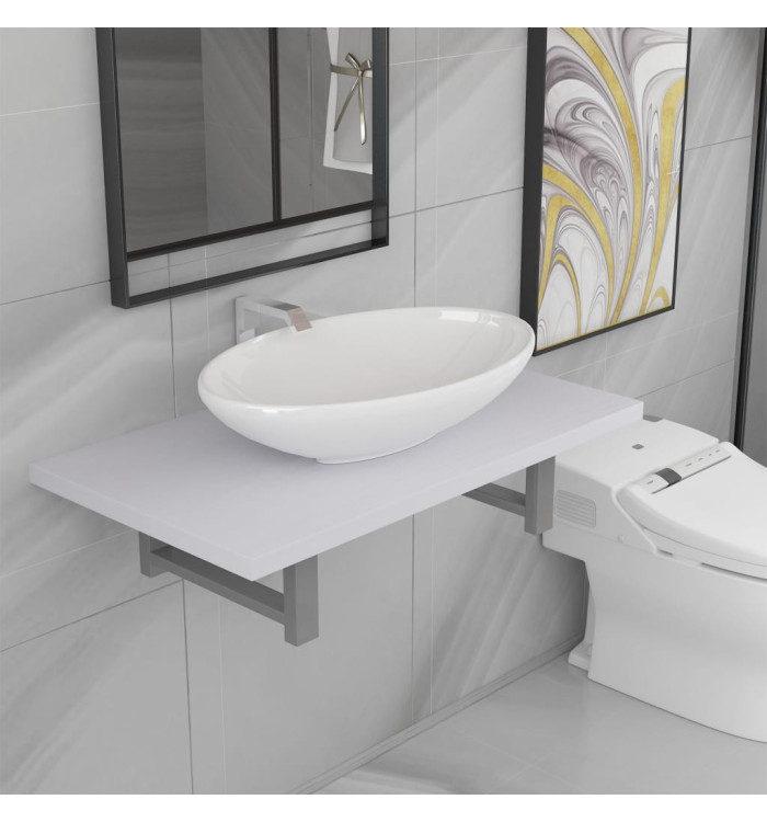 Meuble de salle de bain en deux pièces Céramique Blanc | Mobilier & Déco