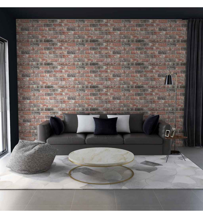 Panneaux muraux 3D design de brique marron foncé/gris 10pcs EPS | Mobilier & Déco