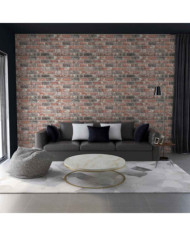 Panneaux muraux 3D design de brique marron foncé/gris 10pcs EPS | Mobilier & Déco