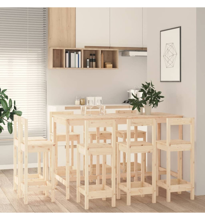 Ensemble de bar 9 pcs Bois de pin massif | Mobilier & Déco