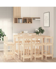Ensemble de bar 9 pcs Bois de pin massif | Mobilier & Déco