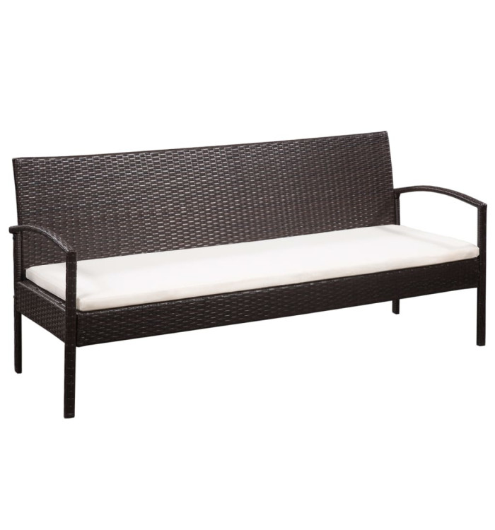 Canapé de jardin à 3 places avec coussins Marron Résine tressée | Mobilier & Déco