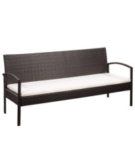 Canapé de jardin à 3 places avec coussins Marron Résine tressée | Mobilier & Déco