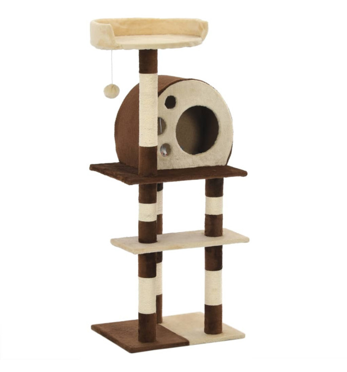 Arbre à chat avec griffoirs en sisal 127 cm Beige et marron | Mobilier & Déco