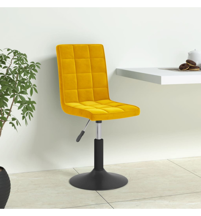 Chaises à manger pivotantes lot de 6 jaune moutarde velours | Mobilier & Déco