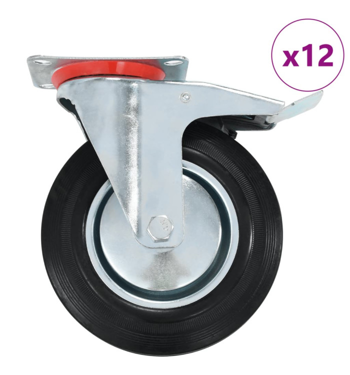 12 pcs Roulettes pivotantes 200 mm | Mobilier & Déco