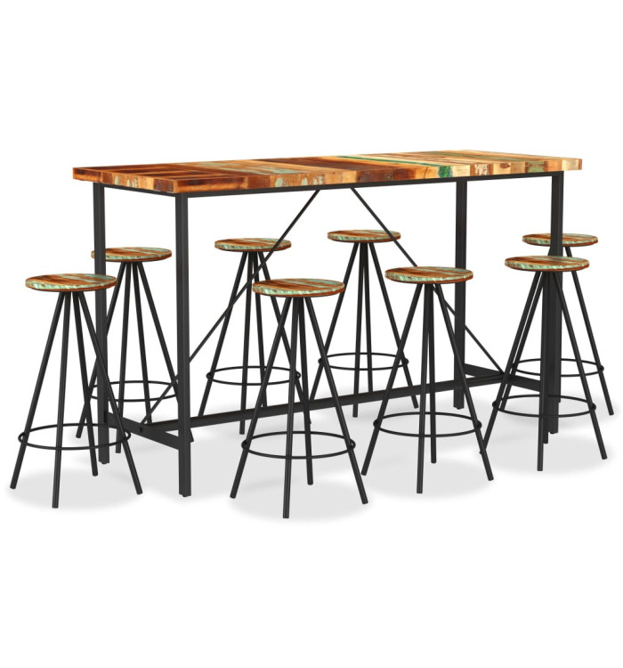 Ensemble de bar 9 pcs Bois de récupération massif | Mobilier & Déco