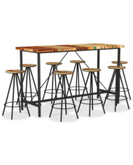 Ensemble de bar 9 pcs Bois de récupération massif | Mobilier & Déco