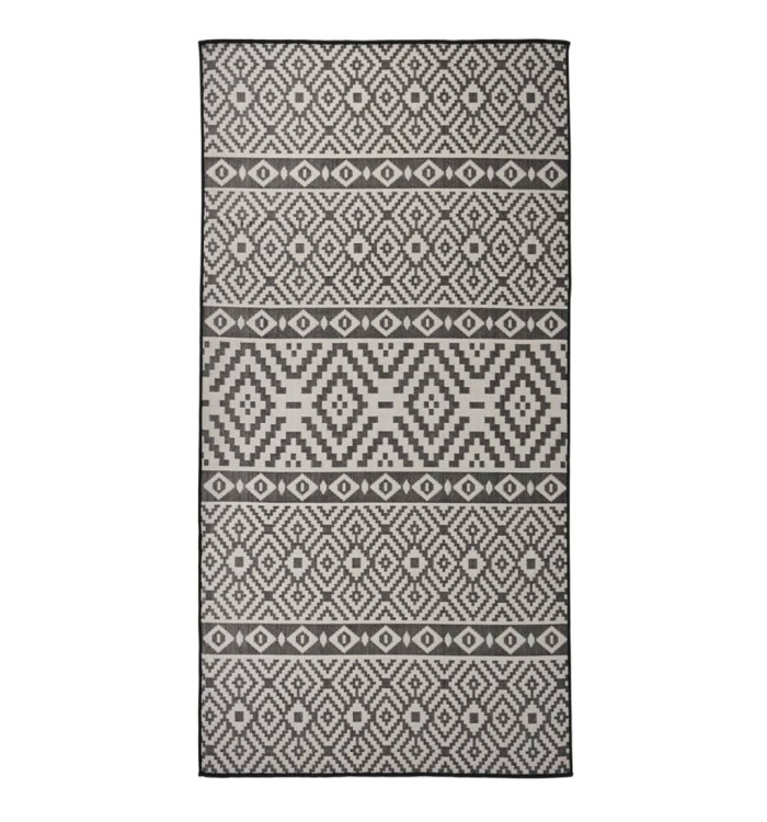 Tapis à tissage plat d'extérieur 100x200 cm Rayures noires | Mobilier & Déco