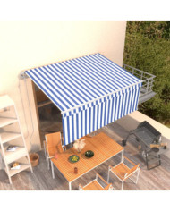 Auvent rétractable automatique avec store 3,5x2,5 m Bleu blanc | Mobilier & Déco