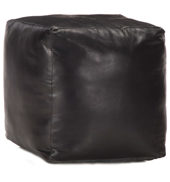 Pouf 40 x 40 x 40 cm Noir Cuir véritable de chèvre | Mobilier & Déco