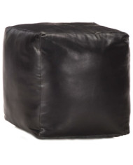 Pouf 40 x 40 x 40 cm Noir Cuir véritable de chèvre | Mobilier & Déco