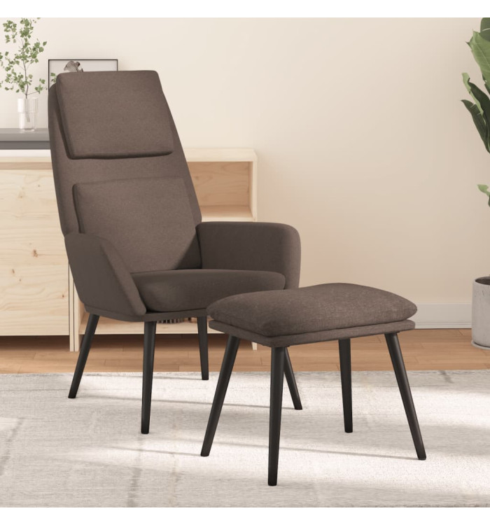 Chaise de relaxation avec tabouret Taupe Tissu | Mobilier & Déco