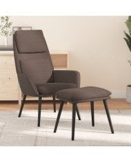 Chaise de relaxation avec tabouret Taupe Tissu | Mobilier & Déco