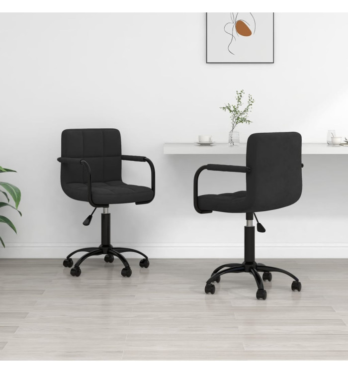 Chaises pivotantes à manger lot de 2 noir velours | Mobilier & Déco