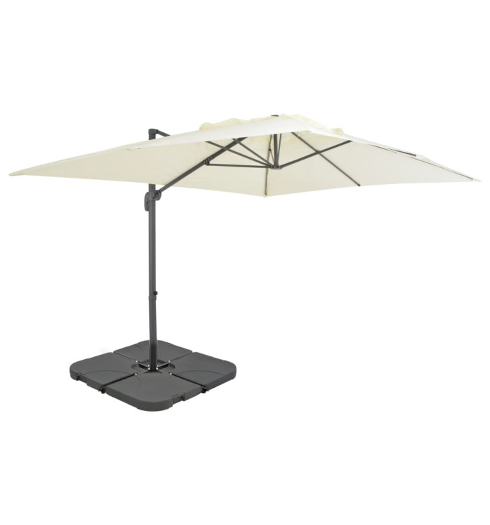 Parasol de jardin avec base portable sable | Mobilier & Déco