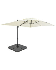 Parasol de jardin avec base portable sable | Mobilier & Déco