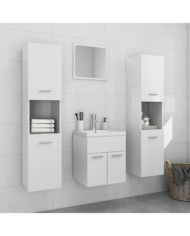 Ensemble de meubles de salle de bain Blanc brillant Aggloméré | Mobilier & Déco
