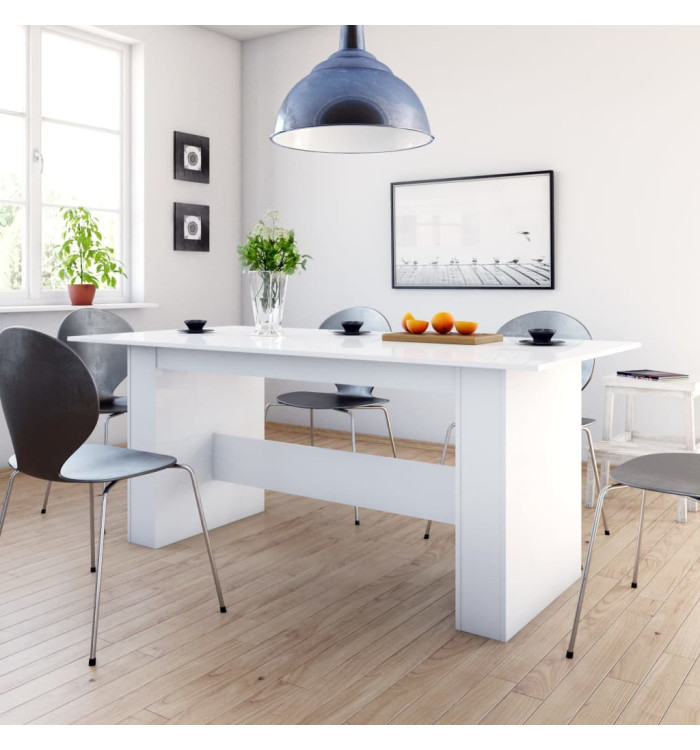Table à manger Blanc brillant 180x90x76 cm Bois d’ingénierie | Mobilier & Déco