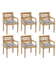 Chaises Batavia avec coussins lot de 6 Bois de teck solide | Mobilier & Déco