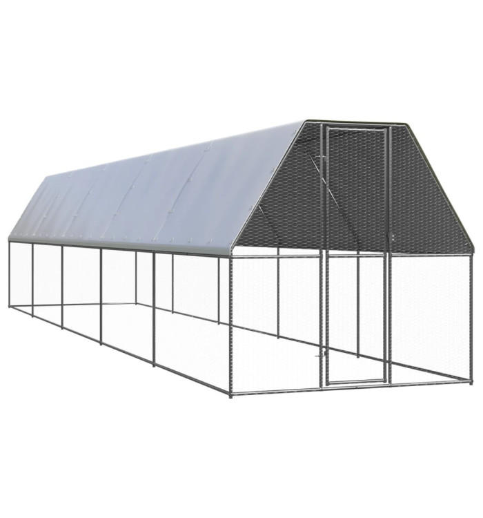 Poulailler d'extérieur 2x10x2 m Acier galvanisé | Mobilier & Déco