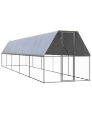 Poulailler d'extérieur 2x10x2 m Acier galvanisé | Mobilier & Déco