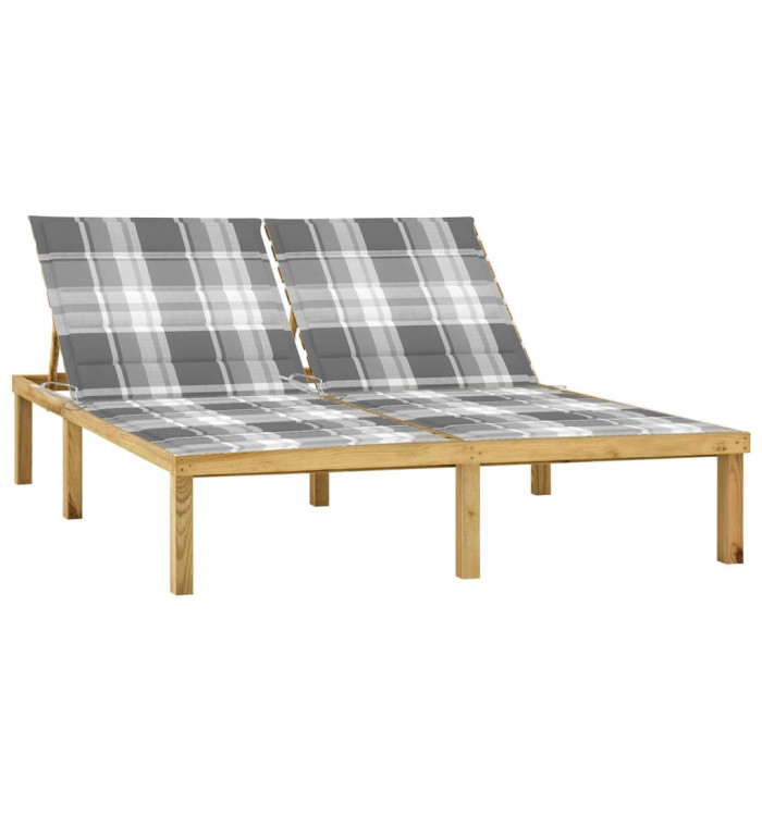 Chaise longue double avec coussins Bois de pin imprégné | Mobilier & Déco