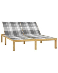Chaise longue double avec coussins Bois de pin imprégné | Mobilier & Déco