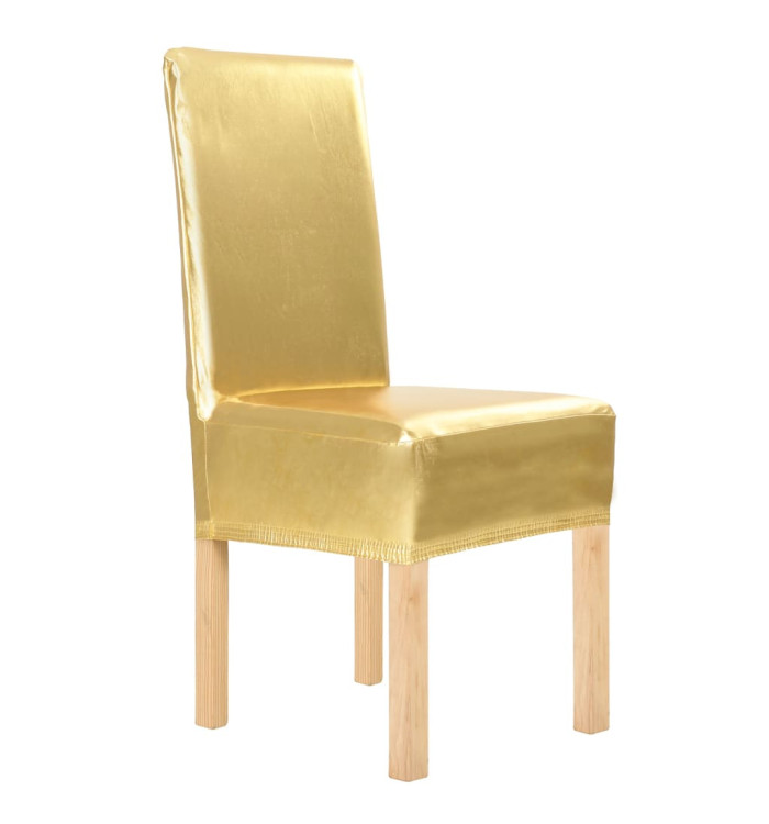 Housses extensibles de chaise droite 6 pcs Doré | Mobilier & Déco