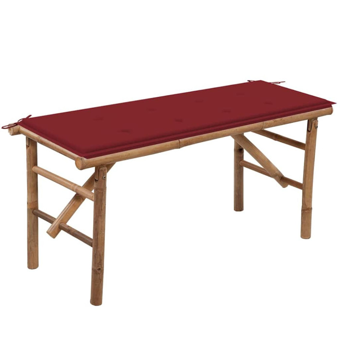 Banc de jardin pliable avec coussin 118 cm Bambou | Mobilier & Déco