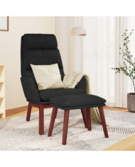 Chaise de relaxation avec tabouret Noir Tissu | Mobilier & Déco