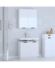 Meubles de salle de bain 2 pcs Blanc Bois d'ingénierie | Mobilier & Déco