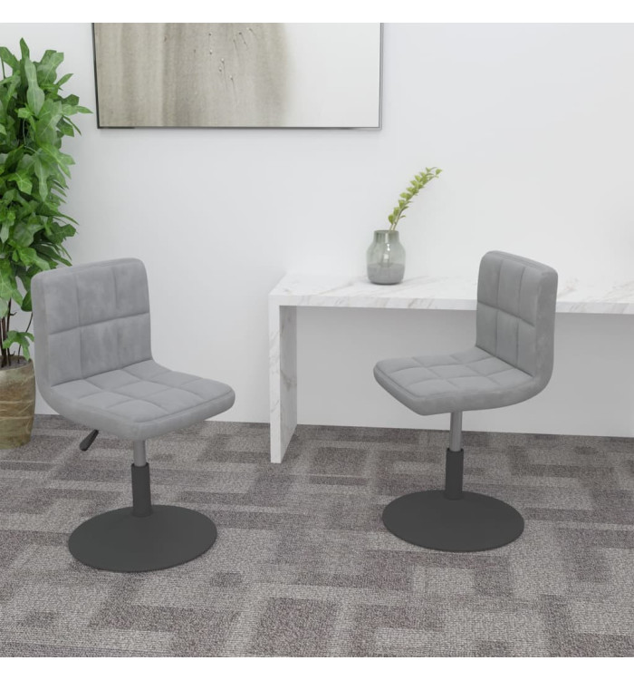 Chaises pivotantes à manger lot de 2 gris clair velours | Mobilier & Déco