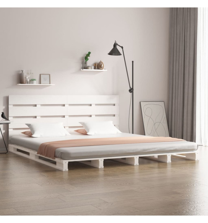 Cadre de lit sans matelas blanc bois de pin massif | Mobilier & Déco