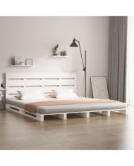 Cadre de lit sans matelas blanc bois de pin massif | Mobilier & Déco